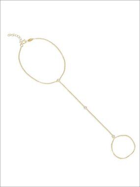 Lab Grown Diamond Hand Chain Bracelet Gold Plated 0.20 CTTW Round Adjustable